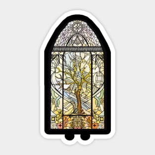 Spring starts the tree stained glass Sticker